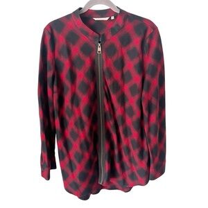 Soft Surroundings Top Women's XL Manchester Tunic Zip Front Buffalo Plaid 2BT40